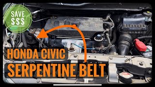 Honda Civic How to Replace Serpentine belt 2012  2015 [upl. by Elyl]