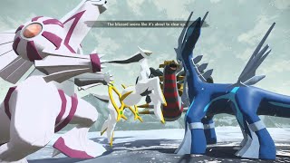 Arceus confronts Palkia Dialga and Giratina Pokémon Legends Arceus [upl. by Trawets]