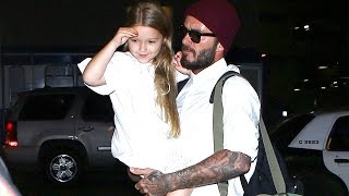 David Beckham Carries Daughter Harper Through LAX [upl. by Esilrac]