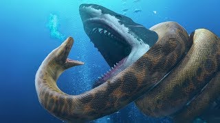 Megalodon VS Titanoboa क्या होगा जब सबसे बड़ी शार्क भिड़ेगी सबसे बड़े सांप से [upl. by Warrick]