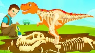 Fun Jurassic Dig Game  Kids Find Dinosaur Bones With Cute Vehicles  Dino Game For Kids [upl. by Maidy392]