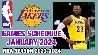 LOS ANGELES LAKERS GAMES SCHEDULE JANUARY 2024  NBA SEASON 202324 [upl. by Yetak]