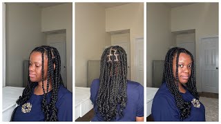 SHORT KNOTLESS BRAIDS WITH CURLY ENDS knotlessbraids protectivestyle [upl. by Acirema]