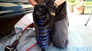 19942001 Acura Integra GSR Front suspension HampR lowering spring install part 1 [upl. by Aerdnaeel]