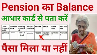 अब पेंशन का पैसा आधार नंबर से चेक करे  Pension kaise check kare [upl. by Araf]