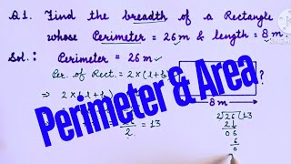 📚Perimeter and area class 5  Find the breadth  Area and perimeter class 4 [upl. by Mattah]