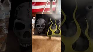 Airbrushed skull and flames on scrap metal [upl. by Lamond51]