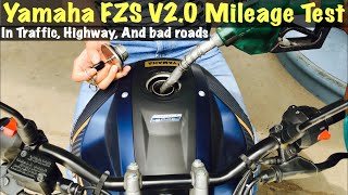 Yamaha FZS V20 Mileage test  Exact mileage in mixed riding [upl. by Nylatsyrc]