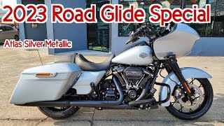 Road Glide Special 2023 Atlas Silver Metallic Walkaround Close up details [upl. by Drannek]