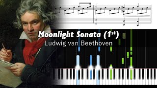 Beethoven  Moonlight Sonata 1st Movement  Piano Tutorial with Sheet Music [upl. by Valente]