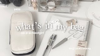 whats in my backpack as a schoolgirl pencil case tour muji binders stationery asmr mildliners [upl. by Atiugal702]