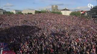 100000 Iceland supporters doing the quotViking clapquot after the defeat against France [upl. by Sitsuj]