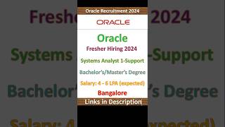 Oracle Fresher Hiring 2024  Systems Analyst 1  Support  Bangalore  Fresher Jobs  IT Jobs [upl. by Sophronia745]