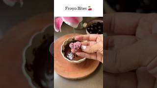 Frozen Yogurt Bites coated in dark chocolate healthysnack recipe dessertrecipe recipeoftheday [upl. by Ylek]