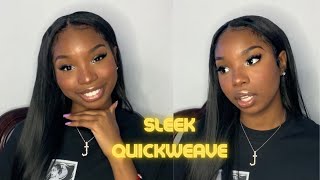 Organique Mastermix Yaki Straight Middle Part Quickweave How To [upl. by Ynohtnaed]