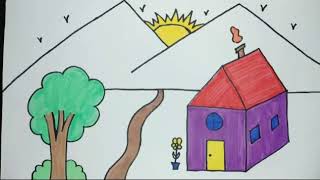 Learn How to draw a Simple House  Learn how to draw Easy  Draw House Step by step [upl. by Simson]