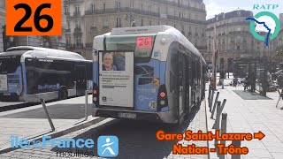 🚍Bus 26 RATP GX 437 Hybride N⁰4444 Gare SaintLazare ➡️ Nation  Trône 🧡 [upl. by Nivrac]