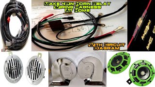 Making Dual Horn 4PIN Relay Wiring Harness At Home Full Circuit Diagram Explained Roots Wire  DIY [upl. by Taka]