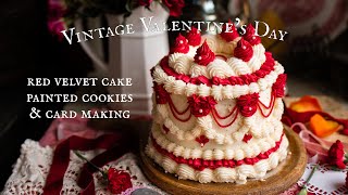 Victorian Valentines Day Desserts and Crafts  Cozy Cooking Vlog ASMR amp Vintage Ambience [upl. by Clim]