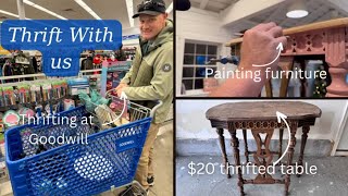 Thrift With Me At Goodwill  Thrifting Home Decor  Painting Antique Table  Reselling [upl. by Nojed]