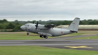 Alenia C27J Spartan Romanian Air Force departure at RAF Fairford RIAT 2019 AirShow [upl. by Anatnas]