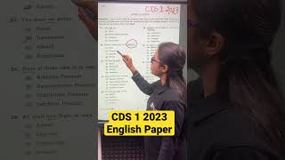 CDS 1 2023 English Paper Analysis I CDS Exam Analysis shorts [upl. by Philips]