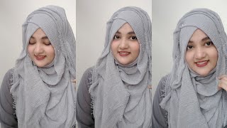 Criss Cross Easy and Simple Party Hijab Tutorial 2020Full Coverage Criss Cross Hijab Style [upl. by Kiki232]