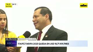 Itaipú Tarifa 2023 queda en USD 1671 KWMes [upl. by Nodyarb]