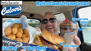 Culvers NEW JJs Way REVIEW Deluxe Burger Cheese Curds Root Beer amp Turtle Sundae brickeats [upl. by Forras849]