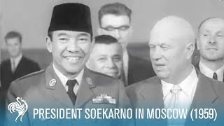 President Soekarno of Indonesia in Moscow 1959  British Pathé [upl. by Keating]