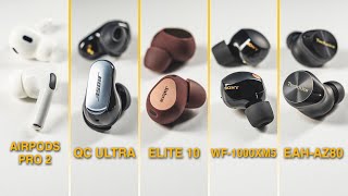 5 Of The Best Premium ANC Earbuds Reviewed amp Compared  Apple Bose Jabra Sony amp Technics [upl. by Aniraad]