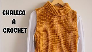 🔴Chaleco tejido a crochet para mujer CUELLO ALTO  tallas s m l xl ❤ [upl. by Ahsinnor]