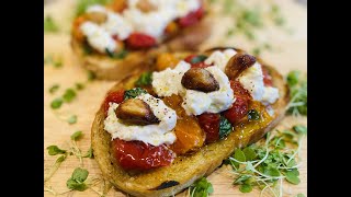 Bruschetta Roasted Garlic Roasted Tomato amp Burrata Bruschetta UhadmeatKitchen [upl. by Yrolg]