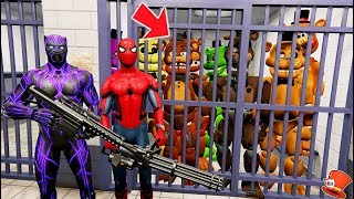 JAILBREAK ALL FREDDY ANIMATRONICS BY BLACK PANTHER amp SPIDERMAN GTA 5 Mods FNAF RedHatter [upl. by Geoff860]