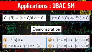 Les applications — Image réciproque d’une partie Proposition Démonstration — 1 BAC SM [upl. by Ateval973]