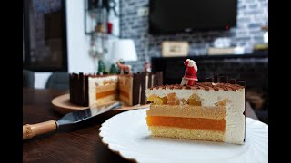 Gâteau NOEL vanille caramel abricot Gâteau de noël fruits jaunes  Gâteau abricot caramel [upl. by Aurora753]