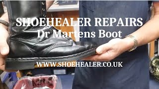 Dr MARTENS BOOT REPAIR  Airwair to JR Leather Resole Conversion 1 of 3 [upl. by Aloivaf]