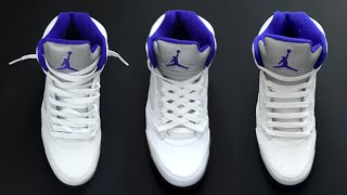 3 COOL WAYS HOW TO LACE NIKE AIR JORDAN 5  Jordan V Lacing tutorial [upl. by Akemak]