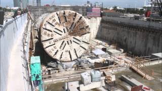 Project Of Miami Tunnel  East Band TBM Breakout and Turnaround Dodge Island Time Lapse [upl. by Antoinette618]