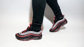 Nike Air Max 97 black university red 921826014 on feet [upl. by Gideon]