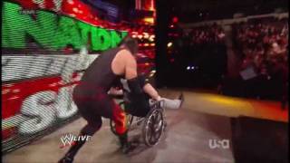 WWE Kane pushed a wheelchairbound Zack Ryder off the stage  RAW 20120213 [upl. by Jasmine]