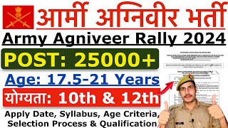 Army Agniveer Rally Recruitment 2024  Agniveer Online Apply Date 2024  Age Syllabus Physical [upl. by Nerag]