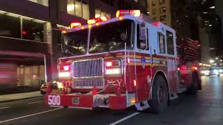 RARE CATCH OF FDNY ENGINE 8 USING FDNY RESERVE ENGINE 500 RESPONDING IN MIDTOWN MANHATTAN NYC [upl. by Eelarbed]