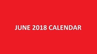 June 2018 Calendar Printable Holidays PDF [upl. by Yenaiv]