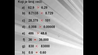 Uspoređivanje decimalnih brojeva Decimalni brojevi  5dio [upl. by Leakim]