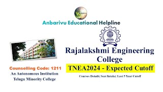 Rajalakshmi Engineering CollegeTNEA2024 Expected CutoffCourses DetailsSeat Intake rec [upl. by Macguiness]