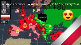 Relations between Poland amp Europe 19182024 Every Year [upl. by Ayekal]