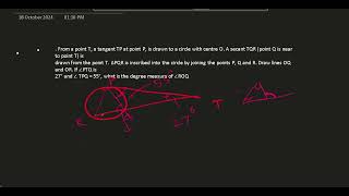 From a point T a tangent TP at point P is drawn to a circle with centre O A secant TQR point Q [upl. by Burgwell]