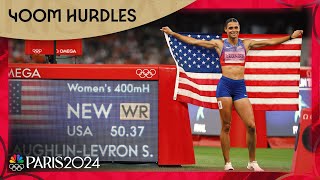 Sydney McLaughlinLevrone BREAKS WORLD RECORD for 400m hurdles gold  Paris Olympics  NBC Sports [upl. by Ahswat]