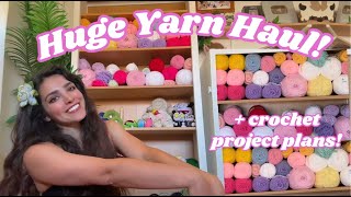 HUGE YARN HAUL │ Crochet Project Plans  Making a Yarn Shelf [upl. by Ellatsyrc]